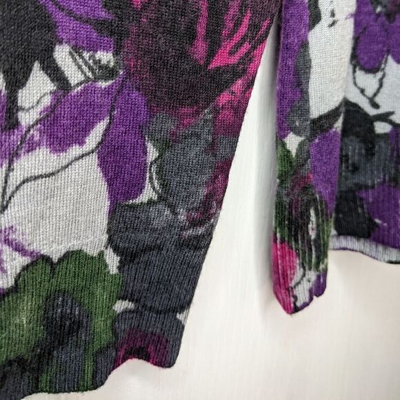 Ellen Tracy Merino wool pure floral sweater Medium - Picture 3 of 10